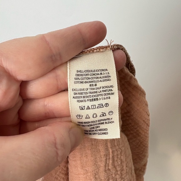 Free People All About the Feels Button Down Peach Top - Picture 7 of 8